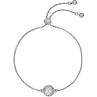 Soleta Silver Solitaire Sparkle Halo Bracelet - Silver