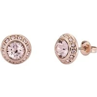 Soletia Rose-Gold Solitaire Sparkle Halo Stud Earrings - Rose Gold