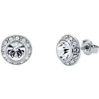 Soletia Silver Solitaire Sparkle Halo Stud Earrings - Silver