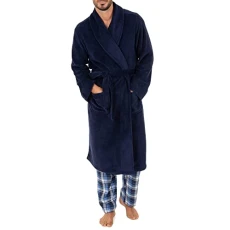 Solid Comfort Soft Robe For Men & Women Ultra Soft & Cozy Housecoat With Belt For Adjustable Size- Unisex Kimono Robe Loungewear- Lightweight, Knee Length Robe, Navy, 1X-2X, Blue,