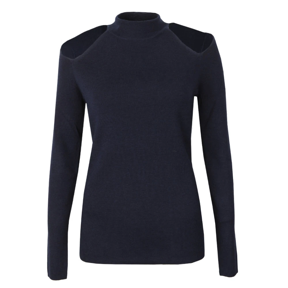 Solid Cut Out Mock Neck Top