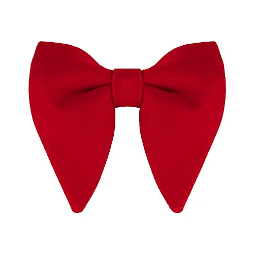 Solid Pre-tied Bow Ties for Women Men Formal Party Prom Bowties Velvet Red One Size