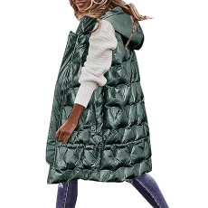 Solid Shiny Vest for Women with Thickened, Alternative Down Padding, Sleeveless Winter Outerwear Vest Dog Sports Women's Down Vest Women's Long Winter Quilted Coat Women, Green, XXXL