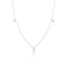 Solid White Gold Diamond Drop Necklace
