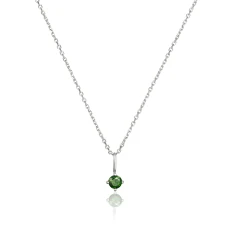 Solid White Gold Small Birthstone Pendant Necklace