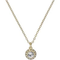 Soltell Gold Solitaire Sparkle Halo Necklace - 49cm