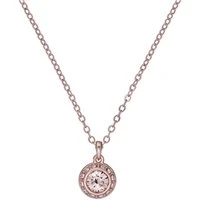 Soltell Rose-Gold Solitaire Sparkle Halo Necklace - 49cm