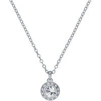 Soltell Silver Solitaire Sparkle Halo Necklace - 49cm