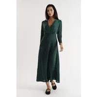 Sona Marl Faux Wrap Midi Dress in Green - Dark Green