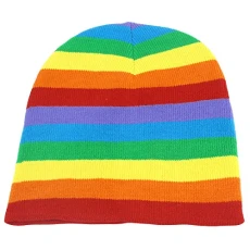sourcing map Unisex Rain Color Stretchy Hand Knit Warm Beanie Snowboarding Winter Hat Cap