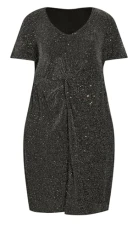 Sparkle Twist Wrap Dress - Women's - Plus Size Curve Black Sparkle Twist Wrap Dress - Women's - Plus Size Curve Black