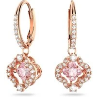 Sparkling Dance Rose Gold Clover Drop Earrings