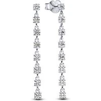 Sparkling Eight Stones Drop Silver Earrings