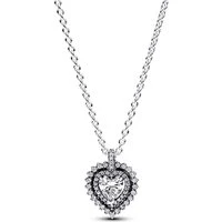 Sparkling Heart Halo Pendant Necklace - 45cm