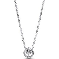 Sparkling Round Halo Pendant Collier Necklace - 45cm