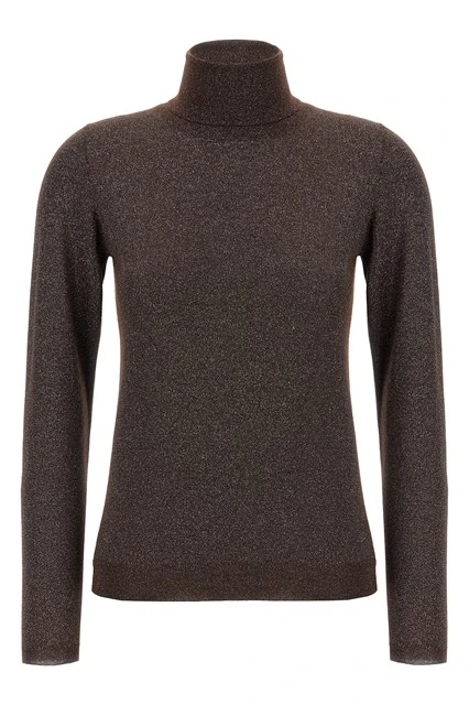 Sparkling turtleneck sweater Brown Size