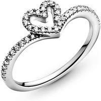 Sparkling Wishbone Heart Ring - 60