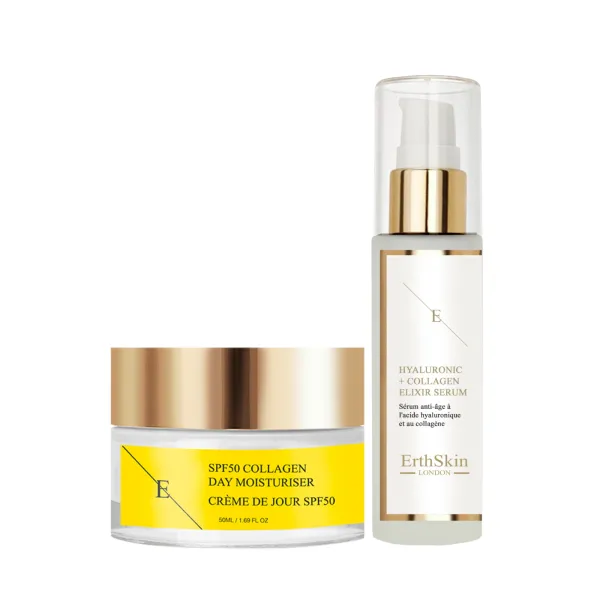 SPF Collagen Day Cream 50ml + Hyaluronic acid & Collagen Serum - 60ml - Black