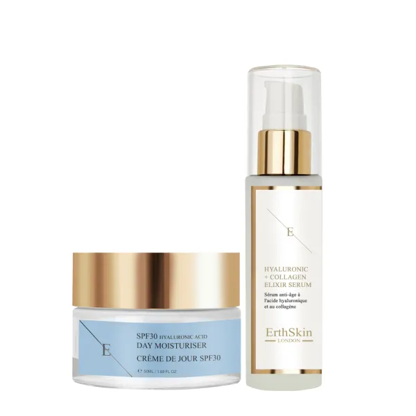 SPF Hyaluronic Acid Day Cream 50ml + Hyaluronic acid & Collagen Serum - 60ml - Black