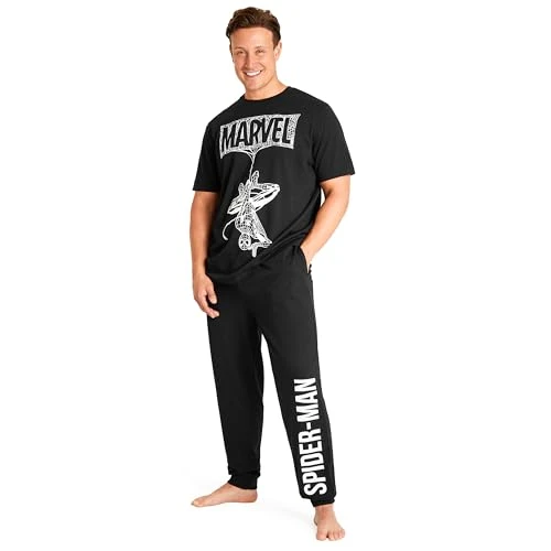 Spiderman Mens Pyjamas Set Nightwear T-Shirt Long Bottoms PJs Lounge Set M-3XL Men and Teenag