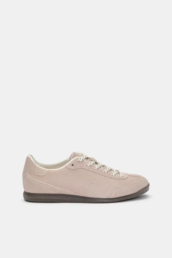 Split Suede Leather Trainers - Pink