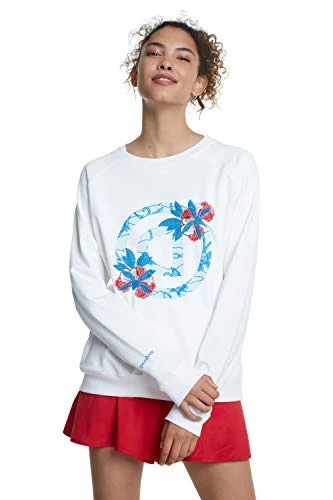 Sport Crewneck Logo Olympia Sweater White Reverse D & Flowers L