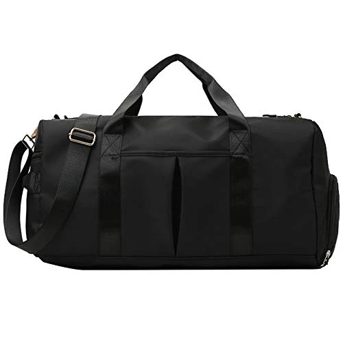 Sport Duffel Bag Waterproof Dry Wet Separated Gym Bag, 35L Weekend Handbag with Shoes Compartment for Travel Swimming Yoga Hiking Camping, Black