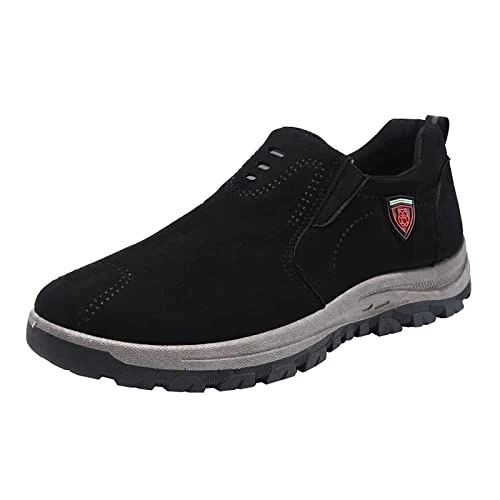 Sport Shoes for Men Men's New Pure Color Suede Fashion Casual Sports Shoes in Spring and Autumn Blue Trainers Mens (Black, 5.5)