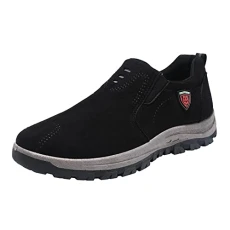 Sport Shoes for Men Men's New Pure Color Suede Fashion Casual Sports Shoes in Spring and Autumn Blue Trainers Mens (Black, 5.5)