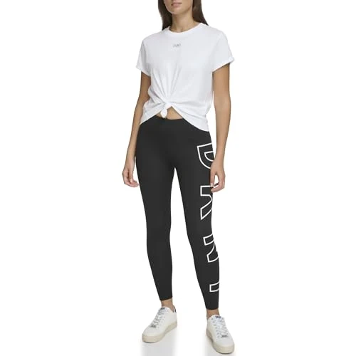 SPORT Women's High Waist 7/8 Length Exploding Logo Legging, White, M
