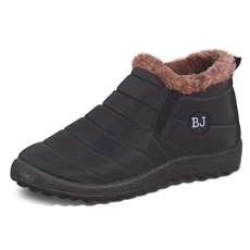 Sports Shoes Men's Fashion Winter Men's Snow Boots Thick Soles Soft Soles Non-Slip Plain Waterproof Upper Materials Slip-On for Warm Comfort and Leisure Small Men, black, 10 UK