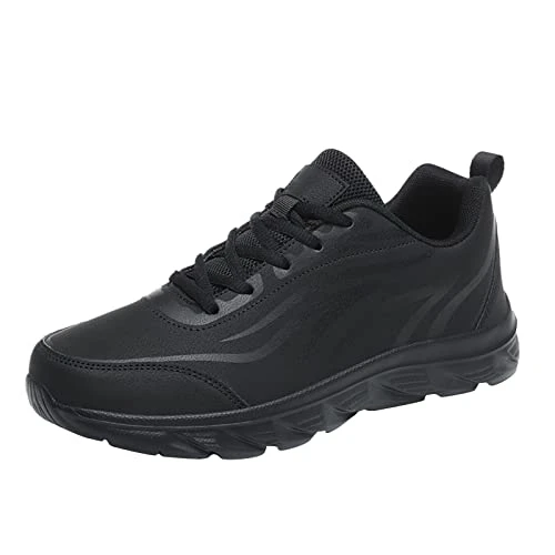 Sports Shoes Men's Shoes Large Size Casual Leather Print Casual Fashion Simple Shoes Running Trainers Outdoor Trainers Men's Casual Shoes Men's Sports Shoes for Men Walking Shoes, black, 7 UK