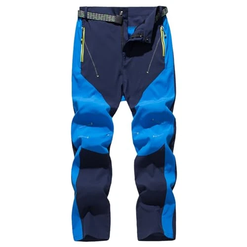 Sports Simple Hiking Trousers, Single-Layer Men's Trousers, Outdoor Mountaineering Elastic Trousers, Comfortable Sweatpants, Training Trousers, Long Quick-Drying Trousers with Belt, Stretch Mid Waist