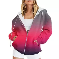 Sports Sweat Jacket Women's Long Sleeve Hooded Jacket Casual Fitness Sweatshirt with Hood College Jacket Cotton Elegant Hoodie Colourful Tie Dye Transition Jacket Warm Autumn Winter Fleece