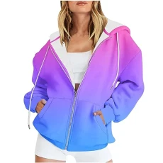 Sports Sweat Jacket Women's Long Sleeve Hooded Jacket Casual Fitness Sweatshirt with Hood College Jacket Cotton Elegant Hoodie Colourful Tie Dye Transition Jacket Warm Autumn Winter Fleece