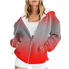 Sports Sweat Jacket Women's Long Sleeve Hooded Jacket Casual Fitness Sweatshirt with Hood College Jacket Cotton Elegant Hoodie Colourful Tie Dye Transition Jacket Warm Autumn Winter Fleece