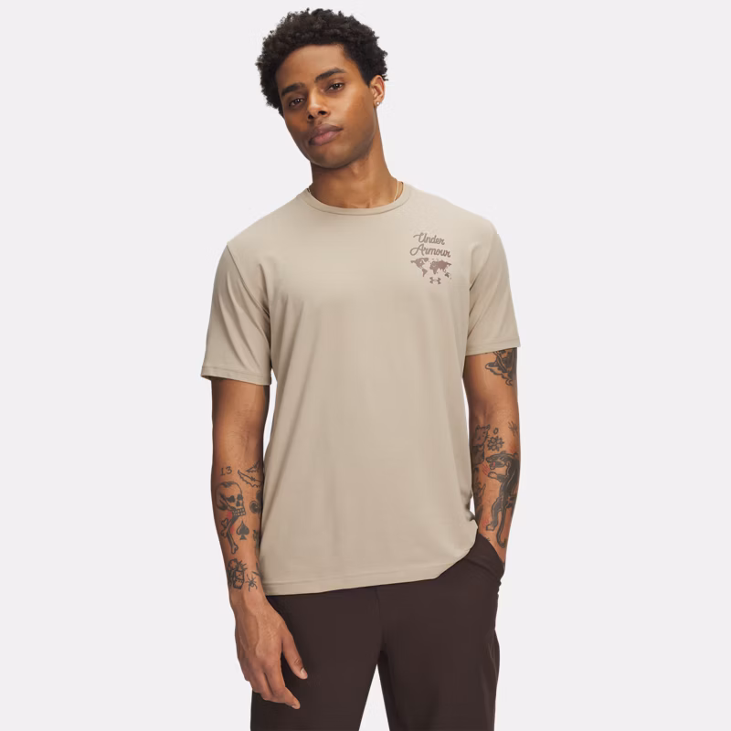 Sports Wordmark Mens Short Sleeve City Khaki / Sierra Taupe Brown