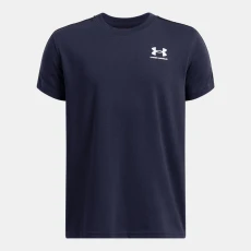 Sportstyle Taped Boys Short Sleeve Midnight Navy / White YSM ( 54 in) - Blue