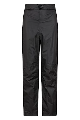 Spray Mens Waterproof Overtrousers - Lightweight Ripstop Rain Pants with Half Zip Side Legs - for Autumn, Winter & Outdoors Black M