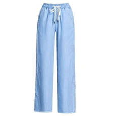 Spring and Summer New Denim Pants with Elastic Waist and Loose Wide Leg Pants