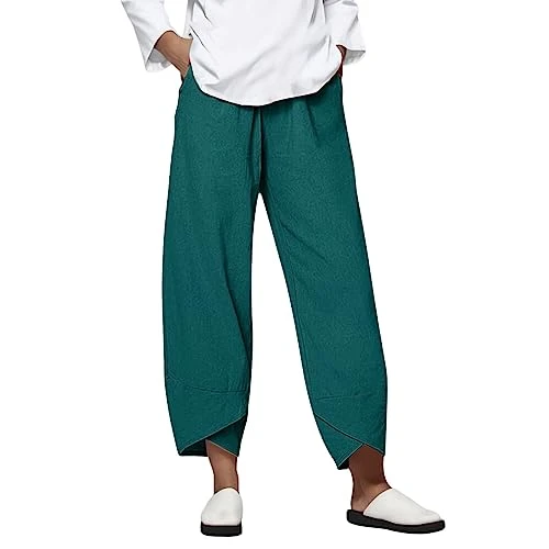 Spring Deals Girls School Trousers Black Yoga Trousers for Women Loose High Waisted Linen Pants Women Poliester Pants for Women High Slit Harem Pants Amazon Warehouse Clearance UK