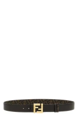 Squared FF reversible belt Brown Size 85 cm