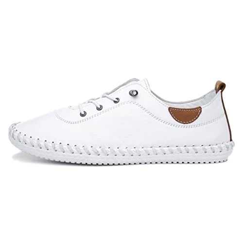 St Ives Leather Plimsoll 6 UK White