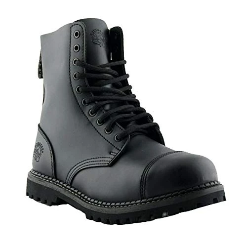 Stag CS Unisex Black Leather 10 Eye Hole Steel Toe Cap Safety Military Punk Boots 6