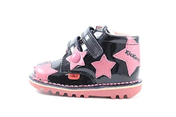 Star Leather Black Girls Boots