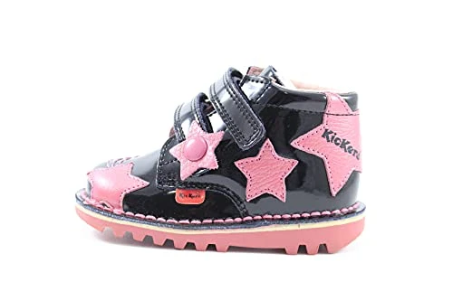 Star Leather Black Girls Boots