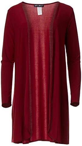 Star Vixen Women's Long Sleeve Cardigan Sweater, Burgundy, Petite Medium
