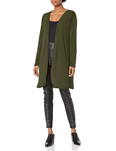 Star Vixen Women's Long Sleeve Open Front Cardigan Sweater, Olive, 4X