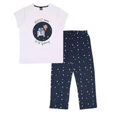 Star Wars R2-D2 Greatest Mum In The Galaxy Long Pyjamas Set, Womens, XS-5XL, White/Black, Official Merchandise
