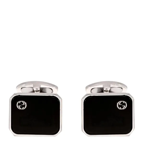 Sterling Silver & Black Square Cufflinks